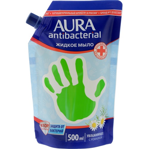 AURA антибактериальная ромашка с антибактериальным эффектом жидкое мыло дой пак
