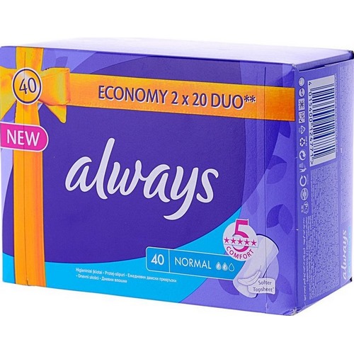 ALWAYS Женские гигиенические прокладки на каждый день Normal Duo 40шт