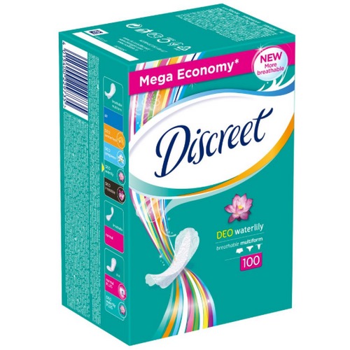 DISCREET Женские гигиенические прокладки на каждый день Deo Water Lily 100шт