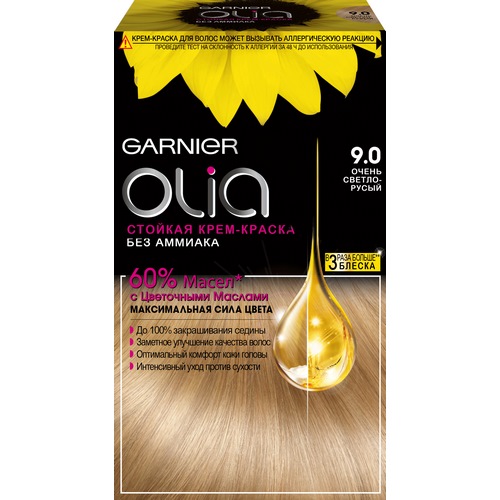 Garnier Стойкая крем-краска для волос "Olia" без аммиака, № 9.0, Очень светло-русый